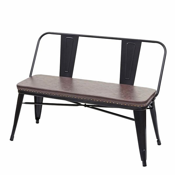 Mendler HWC-H10 2-zitsbank, tweezits garderobebank, eetkamerbank, industrieel design, vintage imitatieleer, zwartbruin, 72438