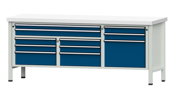 ANKE werkbanken kistwerkbank, model 283 V, 2000 x 700 x 850 mm, RAL 7035/5010, KSP 50 mm, 304.554