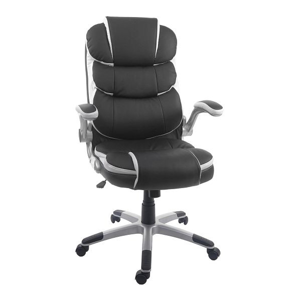 Mendler HWC-F80 bureaustoel, bureaustoel, directiestoel, bureaustoel, imitatieleer, zwart, 70507