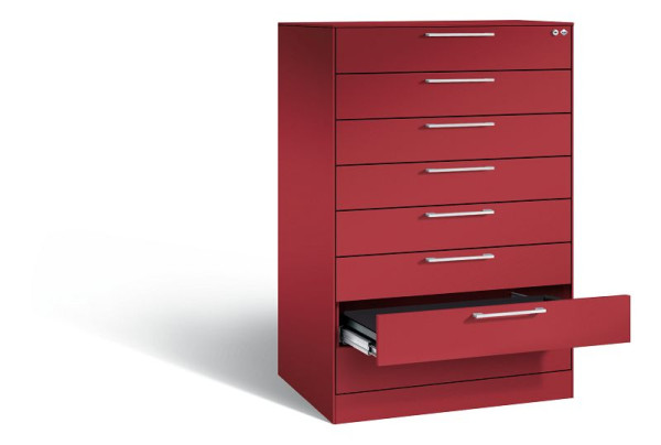 C+P ladekast Asisto, H1310xB800xD600mm, kleur: robijnrood, beugelgreep, 146223-800 S10019