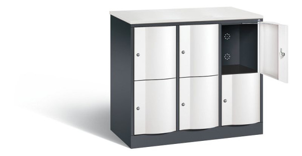 C+P lockerkast Resisto, H1077xB1148xD540mm, kleur: zwartgrijs / verkeerswit, 8472-372 S10145