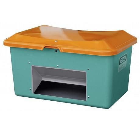 Cemo gritcontainer Plus 3 400 l, groen/oranje, met uitnameopening, 10579