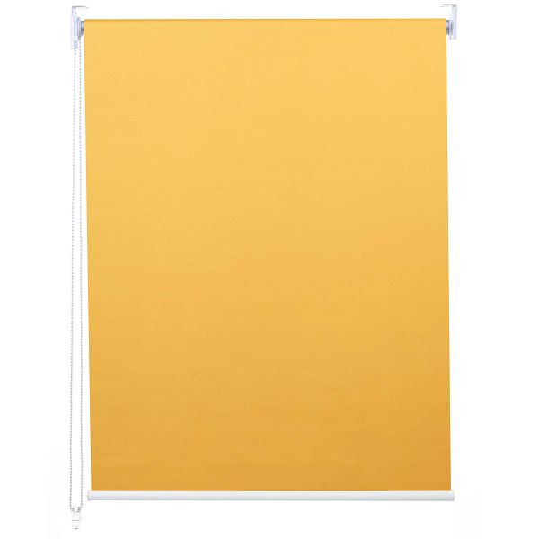 Mendler rolgordijn HWC-D52, raamrolgordijn, zijtrekrolgordijn, 100x160cm zonwering verduisterend ondoorzichtig, geel, 63345