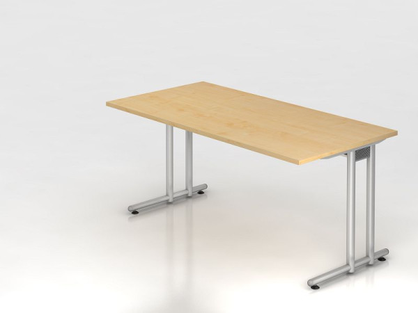 Hammerbacher bureau C-poot 160x80cm esdoorn/zilver, werkhoogte 72 cm, VNS16/3/S