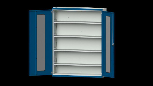 ANKE werkbanken, zware kast, model 301, 1485 x 400 x 1950 mm, zichtvlak van plexiglas, RAL 7035/5010, 620.241