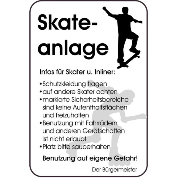Steen HGS speeltuinbord, skatepark - informatie voor skaters en inline skaters..., 400 x 600 mm, 14867