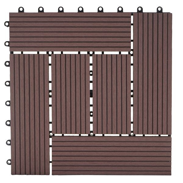 Mendler WPC vloertegel Rhone, houtlook balkon/terras, 11x elk 30x30cm = 1m², Premium, coffee offset, 57950