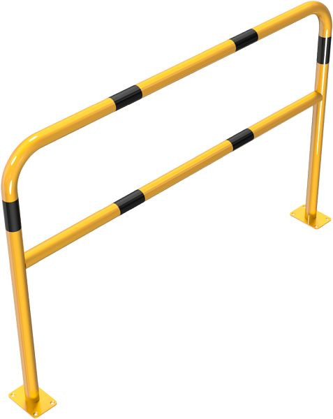 Schake buisbeugel van geel/zwarte stalen buis met dwarsbalk voor inzetting in beton, totale breedte: 1500 mm, totale hoogte: 1000 mm, gecoat, 448_63BG