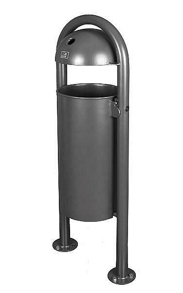 Renner staande afvalbak ca. 40 L, met halfbolvormig dak inclusief asbak, thermisch verzinkt en gepoedercoat, antracietgrijs, ongeperforeerd, 7029-20PB 7016