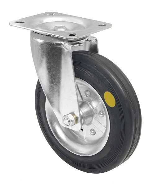 BS rollen transportrol, breedte 37 mm, Ø125 mm, tot 120 kg, loopvlak zwart antistatisch rubber, rollager, plaat, VE = 2 stuks, L400.B58.125