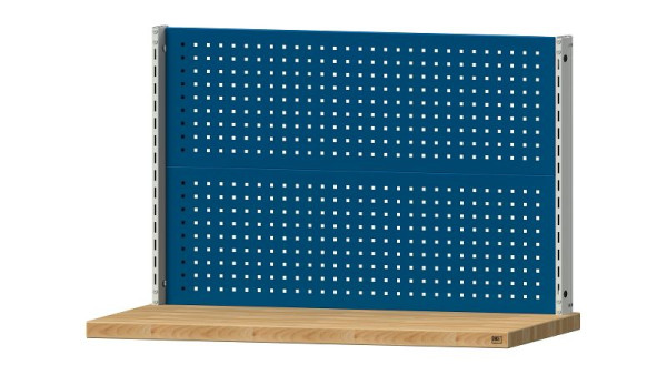 ANKE werkbanken basisstructuur systeemopbouw, 1250 x 107 x 800 mm, RAL 7035/5010, 2 x geperforeerde wandhoogte 400 mm, 340.317