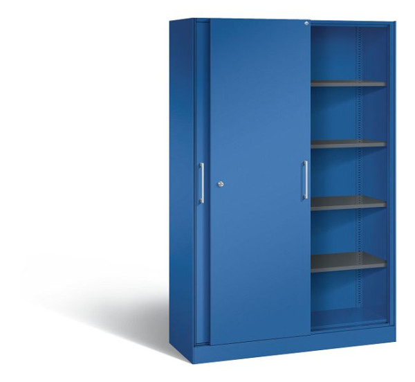 C+P schuifdeurkast Asisto, H1980xB1200xD435mm, kleur: gentiaanblauw, beugelgreep, 5 niveaus, 142001-000 S10043