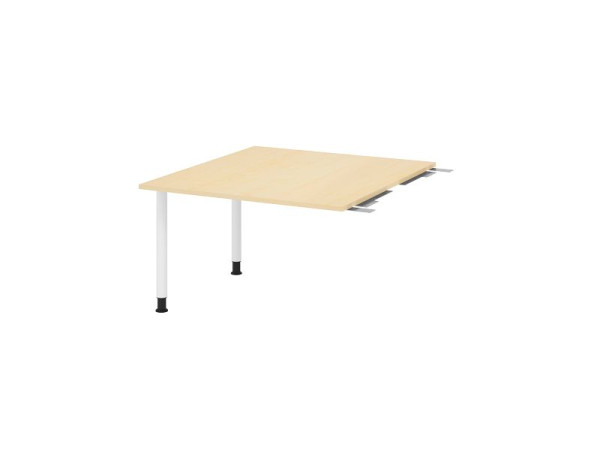 Hammerbacher tussenplaat VKT, kleur tafelblad: esdoorn, blad: 1200 x 1300 x 25 mm, ronde buisvoet wit, werkhoogte: 720 - 740 mm, VKT12C/3/W