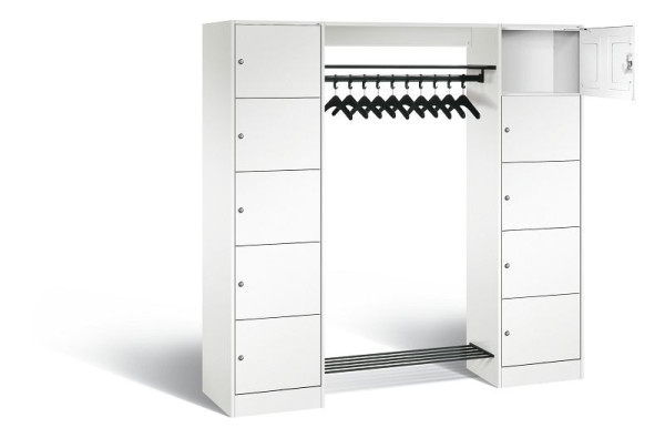 C+P open garderobe serie 8070, H1950xB1870xD480mm, kleur: verkeerswit, 82710-00 S10367