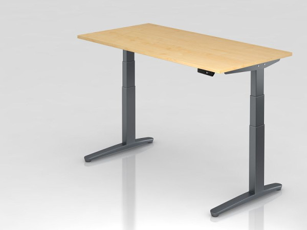 Hammerbacher elektrisch zit-sta bureau 160x80cm esdoorn/grafiet, rechthoekige vorm, VXBHM16/3/GG