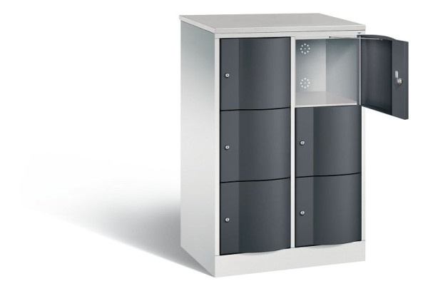 C+P lockerkast Resisto, H1255xB772xD540mm, kleur: lichtgrijs / zwartgrijs, 8573-272 S10466