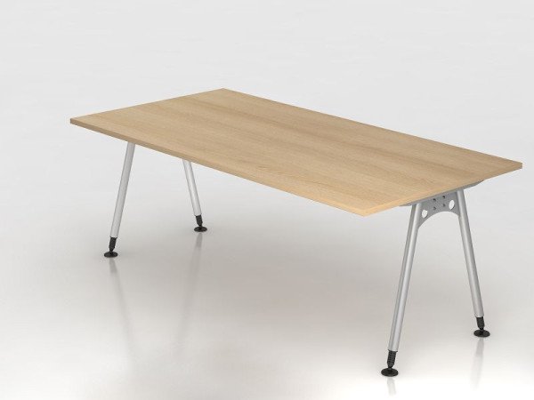 Hammerbacher bureau A-poot 200x100cm eiken, rechthoekige vorm, VAS2E/E/S