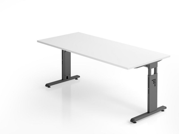 Hammerbacher bureau OS19, 180 x 80 cm, blad: wit, 25 mm dik, 2 mm ABS rand, rechthoekige vorm, VOS19/W/G