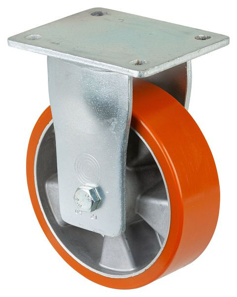BS Rolls Zwaarlastwiel, bokwiel, breedte 50 mm, Ø160 mm, tot 600 kg, polyurethaan gegoten 95 Shore A, aluminium wiellichaam, kogellager, RR110.B90.160