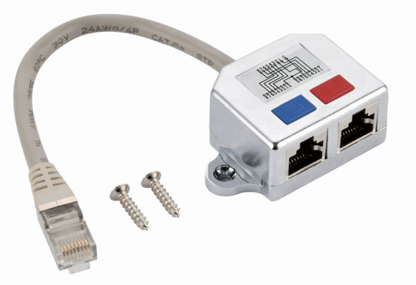 Helos T-Adapter Cat 5e ISDN/ISDN Kabel-Sharing Adapter 0,15m, 263835