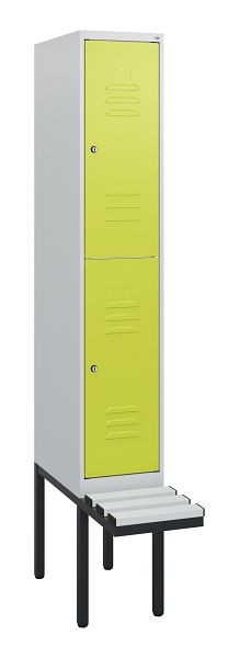 C+P dubbeldekskast Classic PLUS, 1950x300x815mm, 7035/0024, cilindersloten, met basisframe en zwevende zitting, 0803405-10 S10085