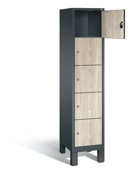 C+P lockerkast Evolo, H1850xB420xD500mm, kleur: antracietgrijs / decor Sen ash, 48010-125 S10127