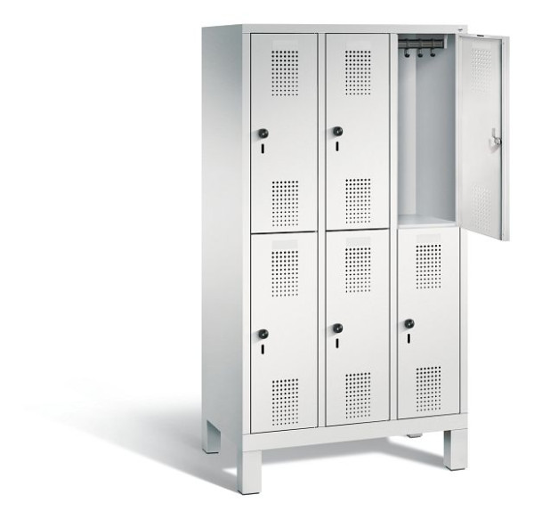 C+P schoolkluis dubbeldekker Evolo, H1650xB900xD500mm, kleur: lichtgrijs, 483106-30 S10055