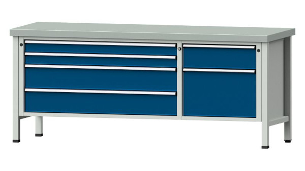ANKE werkbanken kistwerkbank, model 286 V, 2000 x 700 x 850 mm, RAL 7035/5010, ZBP 50 mm, 304.610