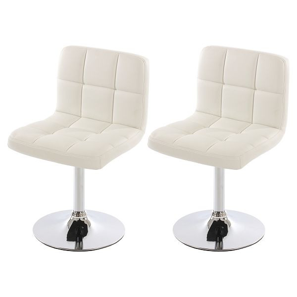 Mendler set van 2 eetkamerstoelen bureaustoel Kavala imitatieleer chroom, wit, 26627