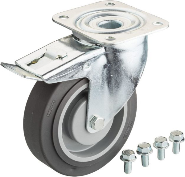 Hazet zwenkwiel, met rem, zwart, Ø 125 mm, voor werkplaatswagen HAZET Assistent 178 N, 178N-011
