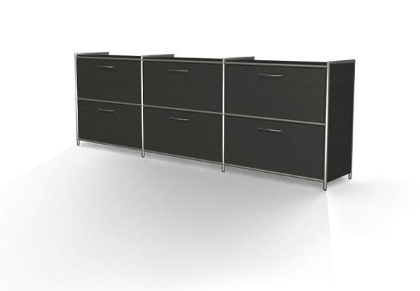 Kerkmann dressoir breed met 2 laden voor 2 OH, Artline, B 2360 x D 380 x H 780 mm, antraciet, 13791913