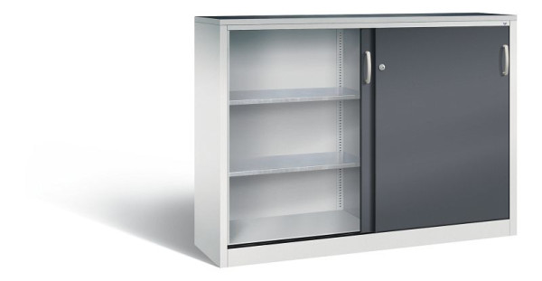 C+P schuifdeurkast Acurado, H1200xB1600xD400mm, kleur: lichtgrijs/zwartgrijs, beugelgreep, 2147-09 S10020