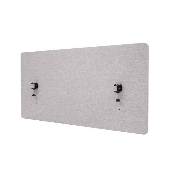 Mendler HWC-G75 akoestische tafelwand, privacyscherm kantoor, prikbord, dubbelwandig stof/textiel, 60x120cm grijs, 71928+71943
