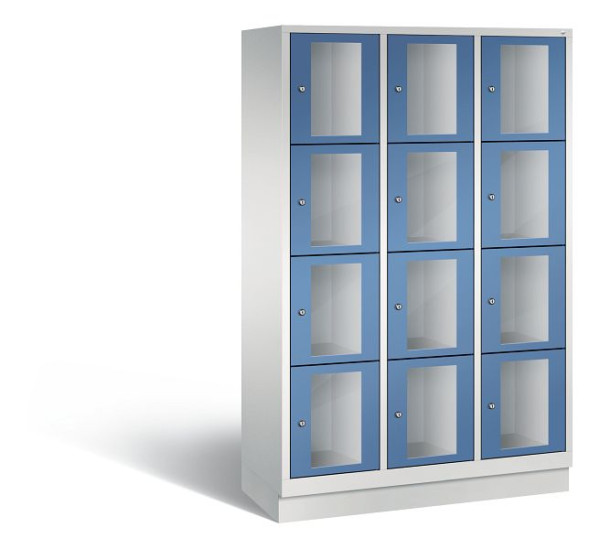 C+P Schließfachschrank Classic, 12 Fächer, H1800xB1200xT500 mm, Grau/Fernblau, 8020A324 S10028