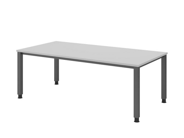 Hammerbacher bureau QS2E, 200 x 100 cm, blad: grijs, 25 mm dik, 4-poots frame in grafiet (vergelijkbaar met RAL 7012), werkhoogte 68-83,5 cm, VQS2E/5/G