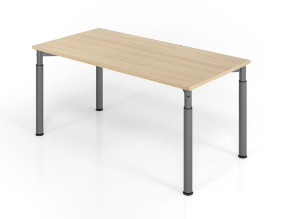 Hammerbacher bureau YS16, 160 x 80 cm, blad: eikenhout, 25 mm dik, ABS dikke rand, rechthoekige vorm, grafiet, VYS16/E/G