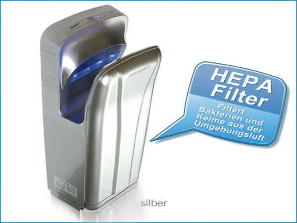 URIMAT handendroger Favorit Zilver met HEPA-filter, 205.553 + 251.536