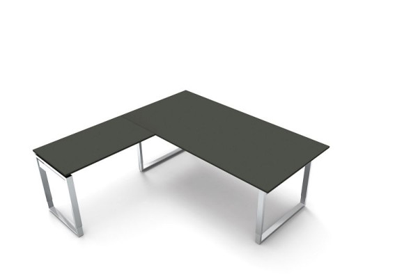 Kerkmann hoekige werkplek van bureau B 1800 x D 800 x H 680-820 mm, kleur: antraciet, 11438313