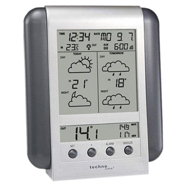 Technoline Meteotronic, DCF-77 radioklok, afmetingen: 135 x 166 x 28 mm, WM 5412