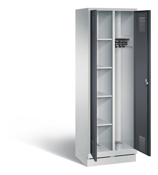 C+P reinigingsmiddelenkast Evolo, H1800xB610xD500mm, kleur: lichtgrijs / zwartgrijs, 48160-20 S10073