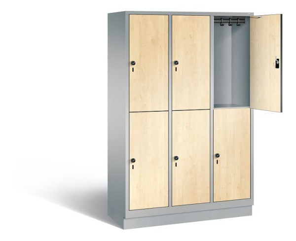 C+P locker, dubbellaags Evolo, H1800xB1200xD500mm, kleur: wit aluminium / Donau esdoorn decor, 48320-32 S10549