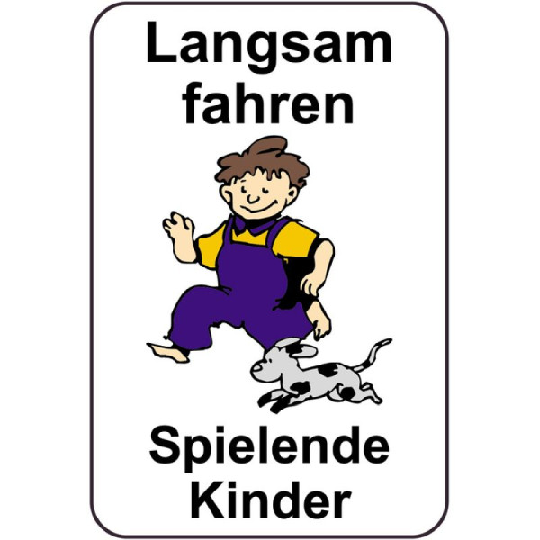 Stein HGS HGS kinderinformatiebord/verkeersbord, langzaam rijden, spelende kinderen, 500x750mm, reden: wit geschilderd, 14763