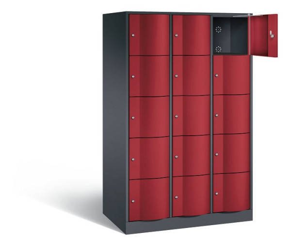 C+P XL lockerkast Resisto, H1950xW1148xD640mm, kleur: zwartgrijs/robijnrood, 8570-373 S10106