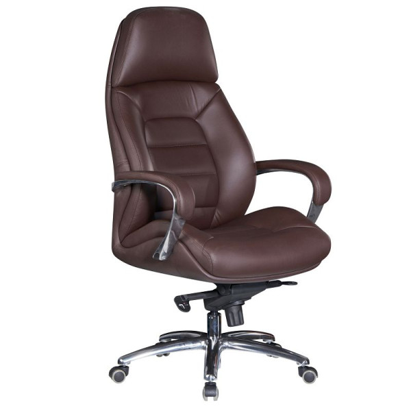 Amstyle design bureaustoelhoes echt leer bruin tot 120 kg, in hoogte verstelbaar, met armleuningen en hoge rugleuning, wipfunctie, SPM1.437