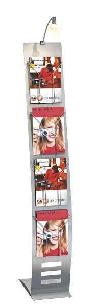 Kerkmann informatiestandaard, smal, B 260 x D 420 x H 1650 mm, aluminium zilver, 44693014