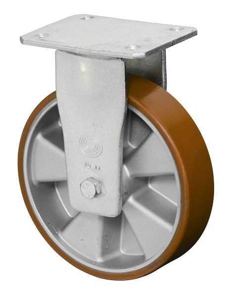 BS Rolls Zwaarlastwiel, bokwiel, breedte 50 mm, Ø200 mm, tot 800 kg, polyurethaan gegoten 95 Shore A, aluminium wiellichaam, kogellager, RR110.B90.200