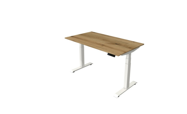 Kerkmann sta-/zittafel Move 4 nieuw 140 x 80 cm frame wit, tafelblad eiken, 10091055