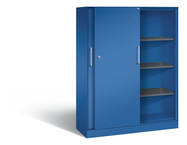 C+P schuifdeurkast Asisto, H1635xB1200xD435mm, kleur: gentiaanblauw, beugelgreep, 4 niveaus, 142011-000 S10044