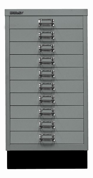 Bisley MultiDrawer™, 29-serie met onderstel, DIN A3, 10 laden, zilver, L29A310S355