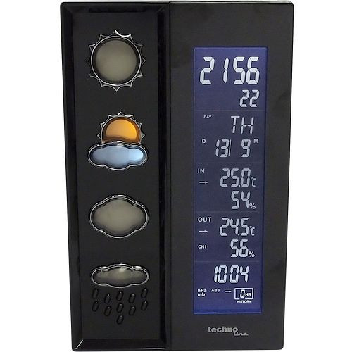 Technoline weerstation, radioklok DCF-77 met handmatige instelmogelijkheid, afmetingen: 120 x 194 x 65 mm, WS 6650